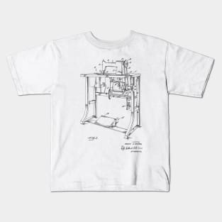 Sewing Machine Power Transmission System Vintage Patent Hand Drawing Kids T-Shirt